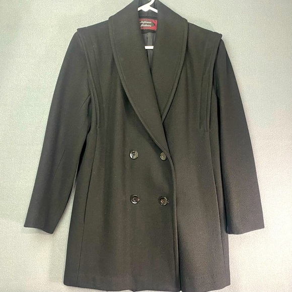 Women’s Vintage Black Wool Pea Coat Size 4 Warm Winter Preppy Quiet Luxury - Picture 2 of 10